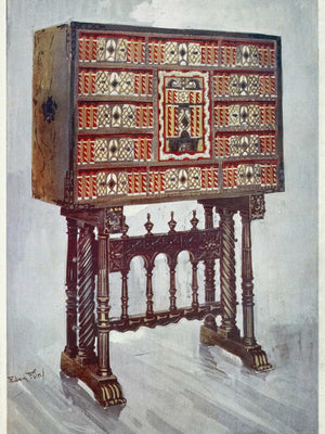 Edwin Foley Vargueno Cabinet Of Chestnut Ivory Etc Painted And Gilt With Wrought Iron And Steel Mounts (1910 1911) By Edwin Foley