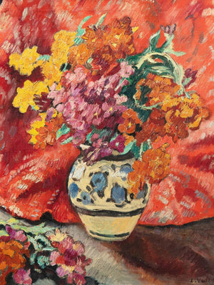 Louis Valtat Vase De Fleurs A La Draperie Rouge (1931) By Louis Valtat