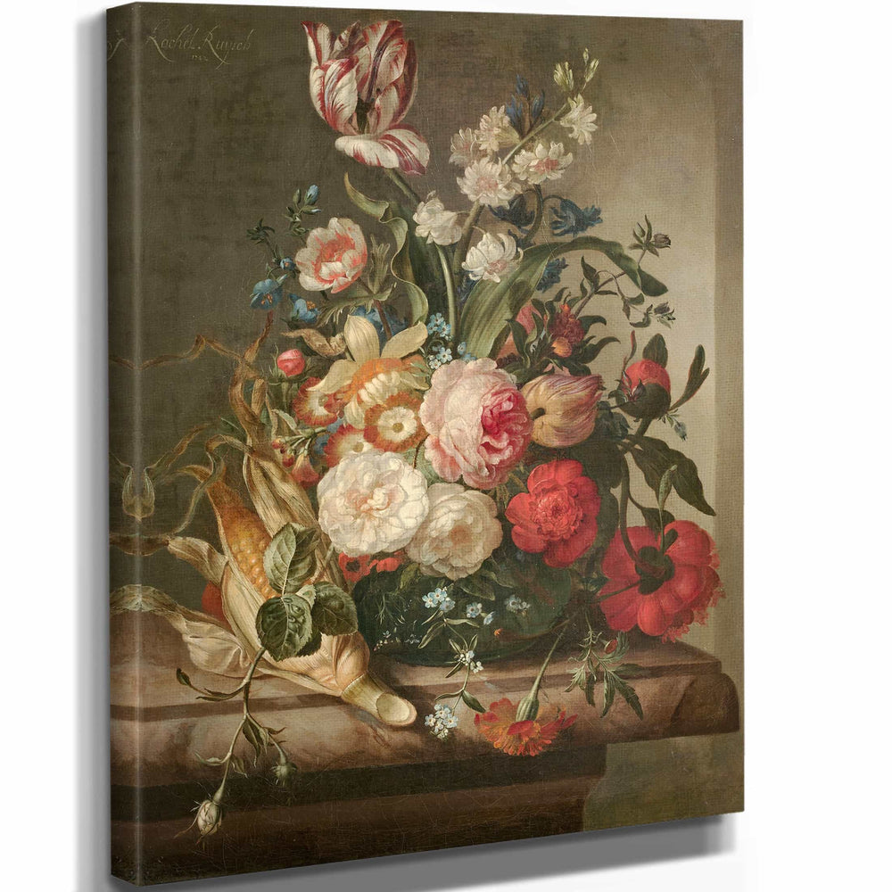 Rachel Ruysch Vase De Fleurs Et Epis De Mais Dans Une Niche By Rachel Ruysch