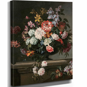 Jean Baptiste Monnoyer Vase De Fleurs Et Fruits Sur Un Entablement By Jean Baptiste Monnoyer