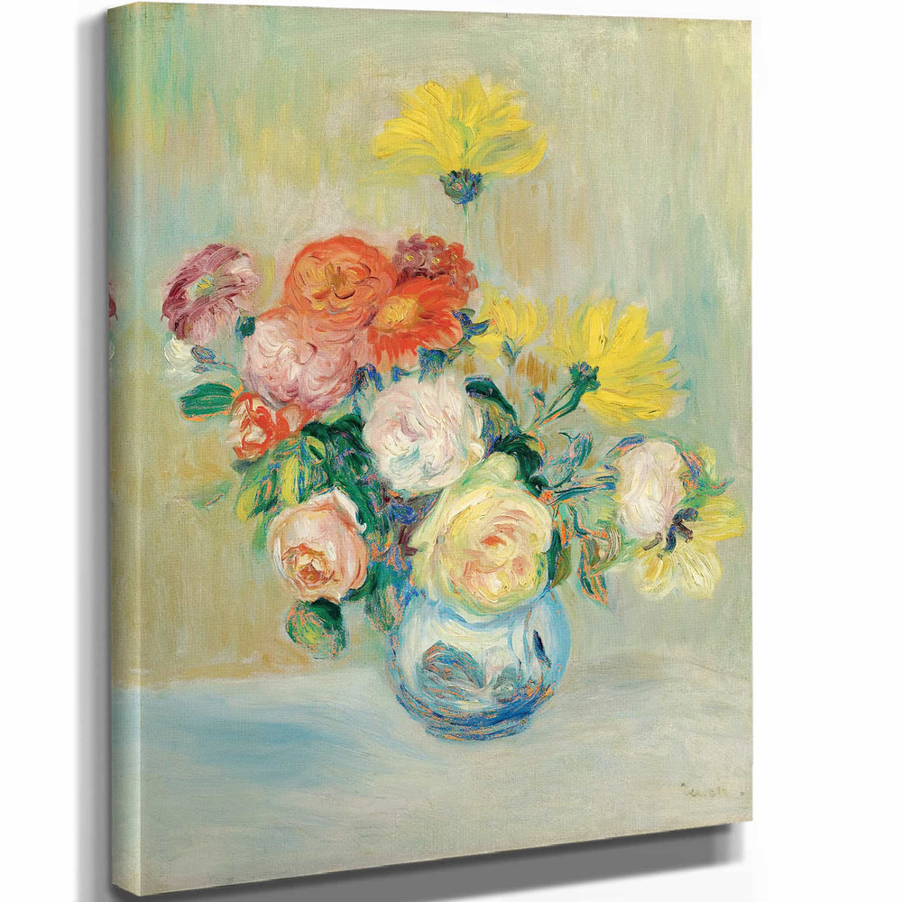 Pierre Auguste Renoir Vase De Roses Et Dahlias By Pierre Auguste Renoir