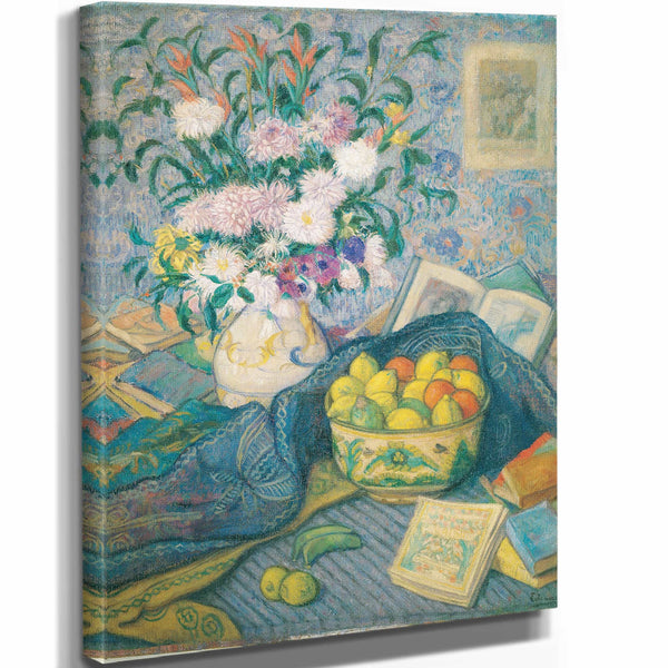 Juan De Echevarria Vase With Bananas Lemons And Books (1917) By Juan De Echevarria