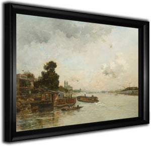 View Of The Seine Paris By Charles Lapostolet