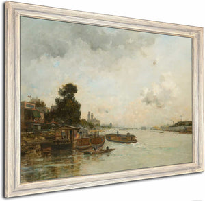 View Of The Seine Paris By Charles Lapostolet