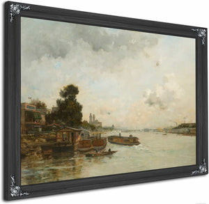 View Of The Seine Paris By Charles Lapostolet