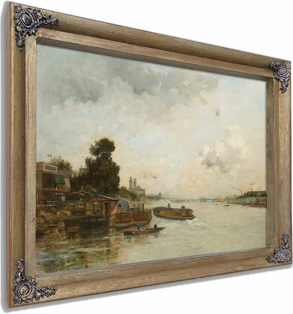 View Of The Seine Paris By Charles Lapostolet