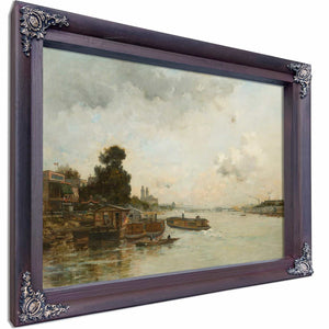 View Of The Seine Paris By Charles Lapostolet