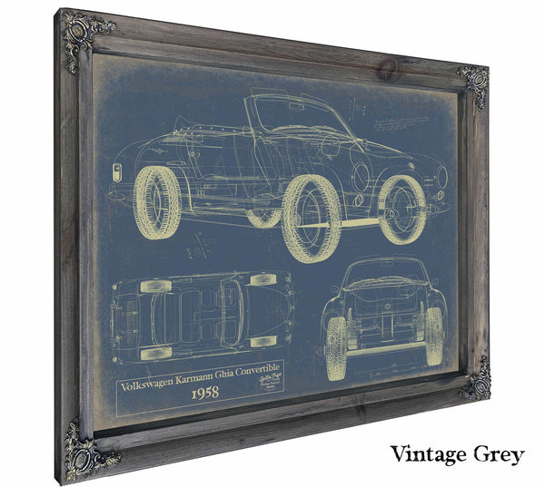 Volkswagen Karmann Ghia Convertible 1958 Wall Art from Bella Frye.