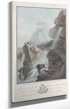 Charles Melchior Descourtis Vue De La Chute Du Torrent De Gelten By Charles Melchior Descourtis