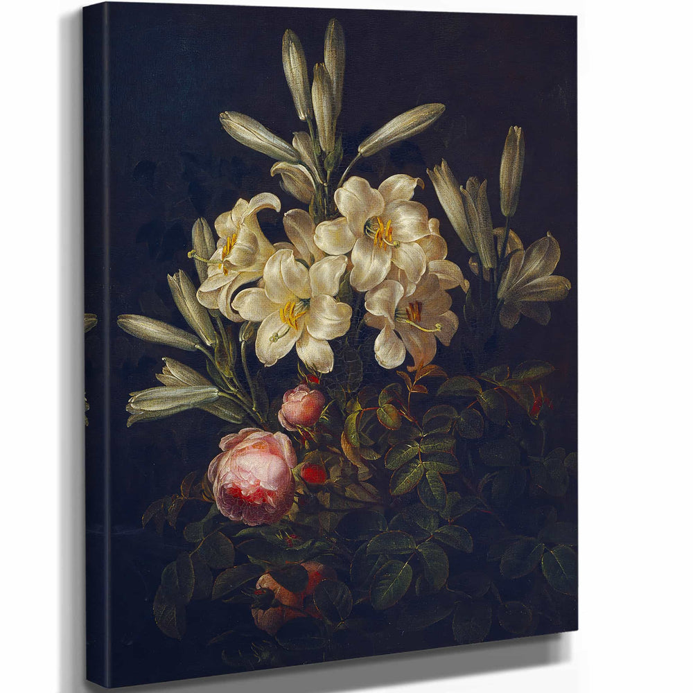 Johan Laurentz Jensen White Lilies And Roses (1843) By Johan Laurentz Jensen