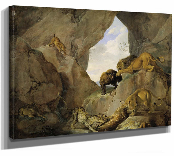 Carl Borromaus Andreas Ruthart Wild Animals In A Mountain Gorge By Carl Borromaus Andreas Ruthart