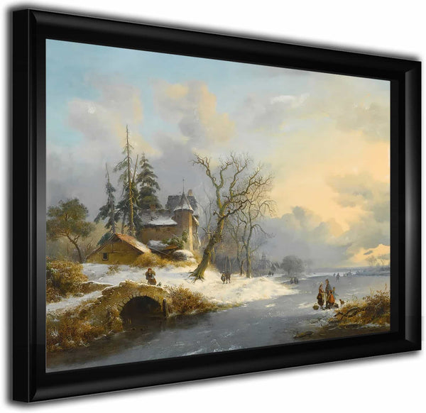 Winter Landscape With Strollers And Skaters By Frederik Marinus Kruseman