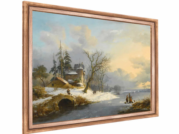 Winter Landscape With Strollers And Skaters By Frederik Marinus Kruseman