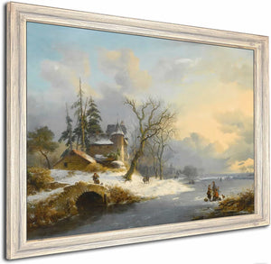 Winter Landscape With Strollers And Skaters By Frederik Marinus Kruseman