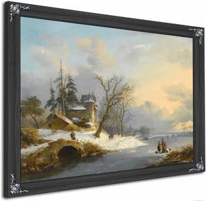 Winter Landscape With Strollers And Skaters By Frederik Marinus Kruseman