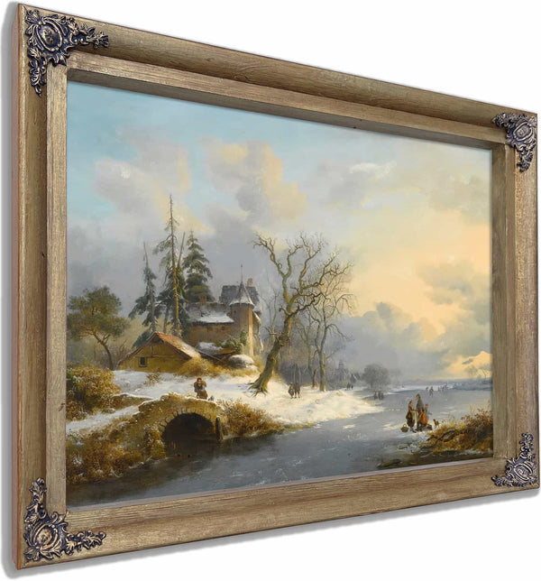 Winter Landscape With Strollers And Skaters By Frederik Marinus Kruseman