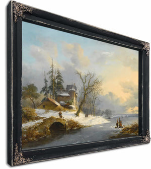 Winter Landscape With Strollers And Skaters By Frederik Marinus Kruseman