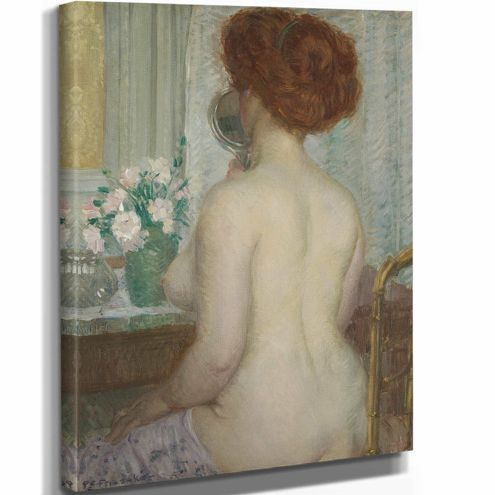 Frederick Carl Frieseke 11" x 14" / Stretched Canvas Wrap Woman At A Dressing Table By Frederick Carl Frieseke