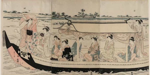 Chobunsai Eishi Women In A Pleasure Boat On The Sumida River By Chobunsai Eishi