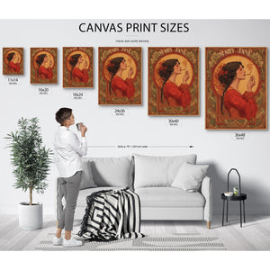 Bella Frye Mary Jane Art Nouveau Portrait – Ornate Framed Wall Art / Vintage Botanical Poster