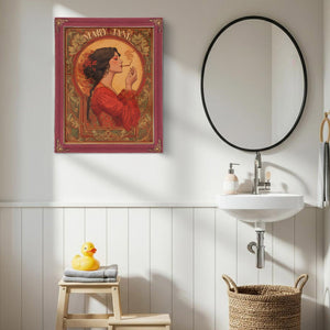 Bella Frye Mary Jane Art Nouveau Portrait – Ornate Framed Wall Art / Vintage Botanical Poster