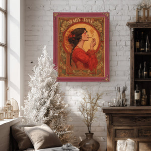 Bella Frye Mary Jane Art Nouveau Portrait – Ornate Framed Wall Art / Vintage Botanical Poster