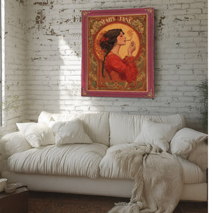 Bella Frye Mary Jane Art Nouveau Portrait – Ornate Framed Wall Art / Vintage Botanical Poster