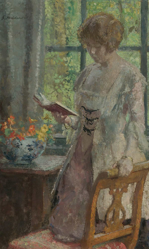 Gari Melchers Young Woman Reading By Gari Melchers