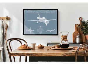Bella Frye Home & Garden > Decor > Artwork 24" x 18" / Black Frame Cessna Citation CJ4 Aircraft Blueprint Wall Art - Original Airplane Print