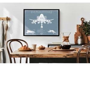 Bella Frye Home & Garden > Decor > Artwork 24" x 18" / Black Frame F-4 Phantom II Aircraft Blueprint Wall Art - Original Fighter Plane Print