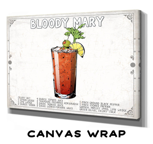 Bella Frye Home & Garden > Decor > Artwork 24" x 18" / Stretched Canvas Wrap Bloody Mary Cocktail Recipe Wall Art - Beverage Artwork