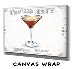 Bella Frye Home & Garden > Decor > Artwork 24" x 18" / Stretched Canvas Wrap Espresso Martini Recipe Wall Art - Beverage Artwork