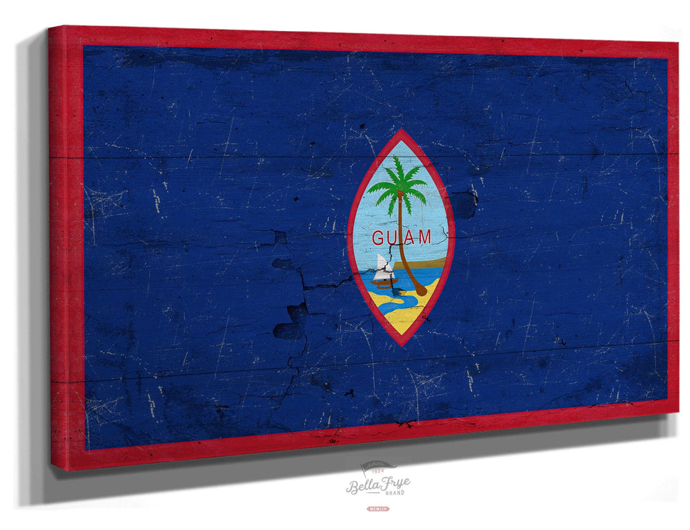Bella Frye Home & Garden > Decor > Artwork 24" x 18" / Stretched Canvas Wrap Guam Flag Wall Art - Vintage Guam Island Territory Sign