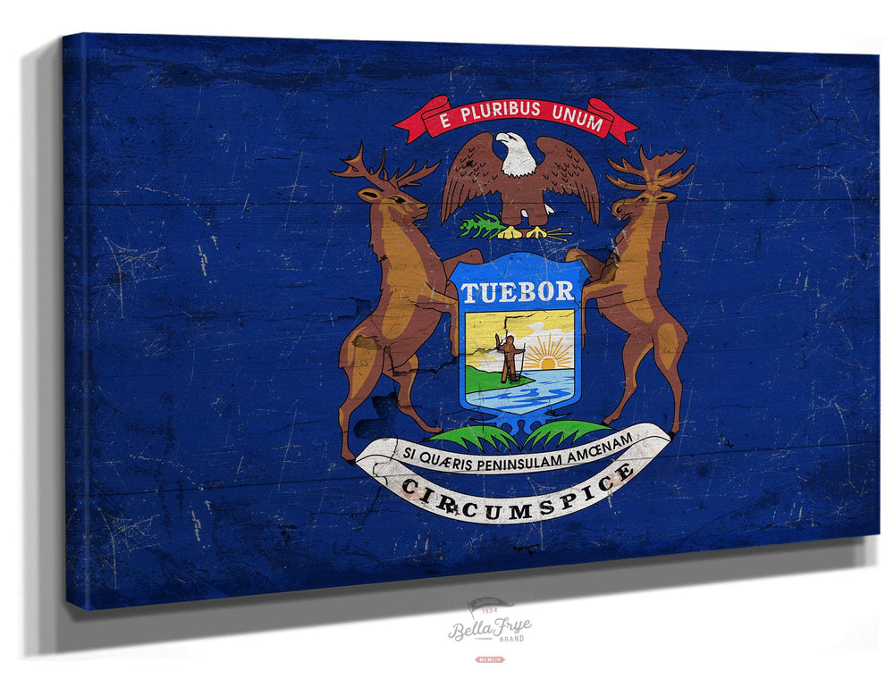 Bella Frye Home & Garden > Decor > Artwork 24" x 18" / Stretched Canvas Wrap Minnesota Flag Wall Art - Vintage State of Minnesota Sign