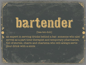 Bella Frye Home & Garden > Decor > Artwork 24" x 18" / Fine Art Paper Bartender Word Definition Wall Art - Gift for Bartender Dictionary Artwork