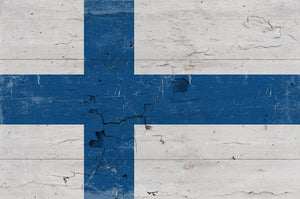 Bella Frye Home & Garden > Decor > Artwork 24" x 18" / Fine Art Paper Finland Flag Wall Art - Vintage Finland Flag Sign Weathered Wood Style on Canvas