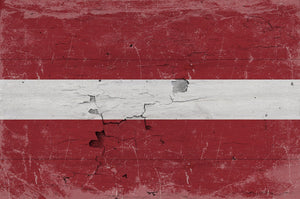 Bella Frye Home & Garden > Decor > Artwork 24" x 18" / Fine Art Paper Latvia Flag Wall Art - Vintage Latvia Flag Sign Weathered Wood Style on Canvas