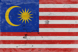 Bella Frye Home & Garden > Decor > Artwork 24" x 18" / Fine Art Paper Malaysia Flag Wall Art - Vintage Malaysia Flag Sign Weathered Wood Style on Canvas