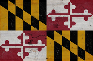 Bella Frye Home & Garden > Decor > Artwork 24" x 18" / Fine Art Paper Maryland Flag Wall Art - Vintage State of Maryland Sign