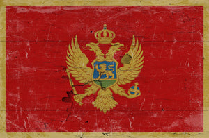 Bella Frye Home & Garden > Decor > Artwork 24" x 18" / Fine Art Paper Montenegro Flag Wall Art - Vintage Montenegro Flag Sign Weathered Wood Style on Canvas