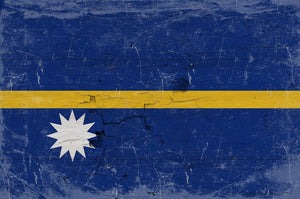 Bella Frye Home & Garden > Decor > Artwork 24" x 18" / Fine Art Paper Nauru Flag Wall Art - Vintage Nauru Flag Sign Weathered Wood Style on Canvas