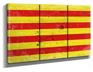 Bella Frye Home & Garden > Decor > Artwork 60" x 40" / 3 Panel Canvas Wrap Baden Flag Wall Art - Vintage Baden Flag Sign Weathered Wood Style on Canvas