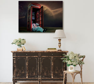 Bella Frye Home & Garden > Decor > Artwork Astronaut on Telephone in Space - Funny SciFi Planet Wall Art