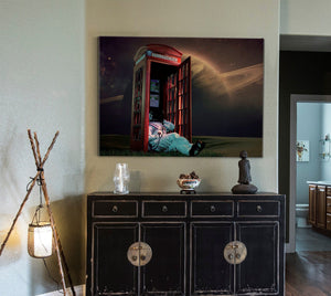 Bella Frye Home & Garden > Decor > Artwork Astronaut on Telephone in Space - Funny SciFi Planet Wall Art