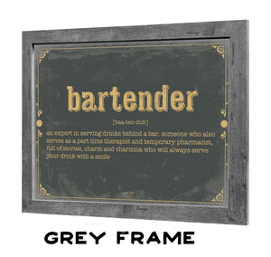 Bella Frye Home & Garden > Decor > Artwork Bartender Word Definition Wall Art - Gift for Bartender Dictionary Artwork