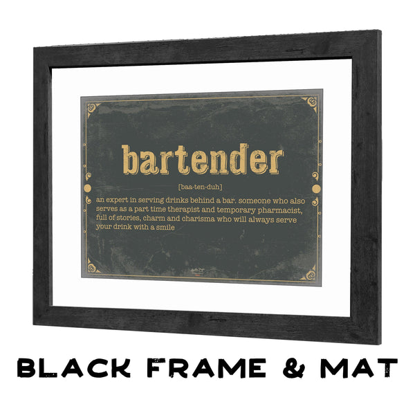 Bella Frye Home & Garden > Decor > Artwork Bartender Word Definition Wall Art - Gift for Bartender Dictionary Artwork