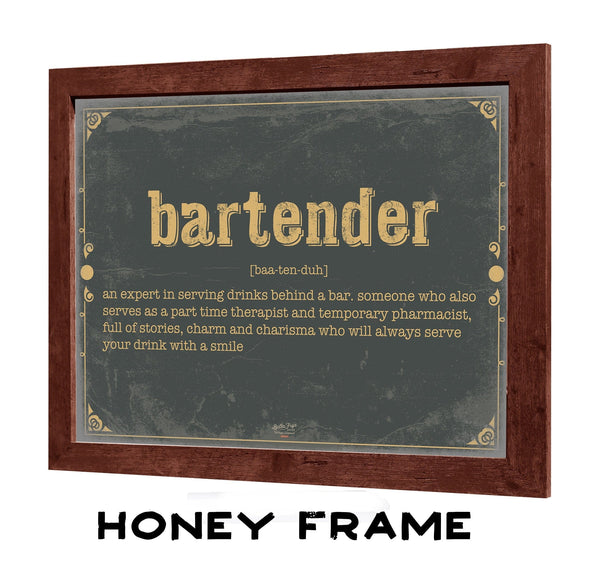 Bella Frye Home & Garden > Decor > Artwork Bartender Word Definition Wall Art - Gift for Bartender Dictionary Artwork
