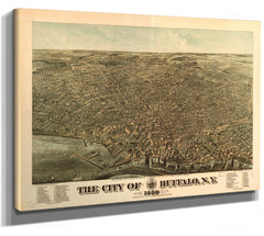 Bella Frye Home & Garden > Decor > Artwork Buffalo New York 1904 Vintage Map Wall Art - Bird's Eye View City Canvas Art