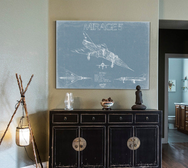 Bella Frye Home & Garden > Decor > Artwork Dassault Mirage 5 Aircraft Blueprint Wall Art - Original Fighter Plane Print