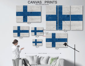 Bella Frye Home & Garden > Decor > Artwork Finland Flag Wall Art - Vintage Finland Flag Sign Weathered Wood Style on Canvas